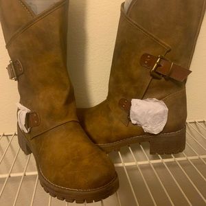 Brown mid-calf boots